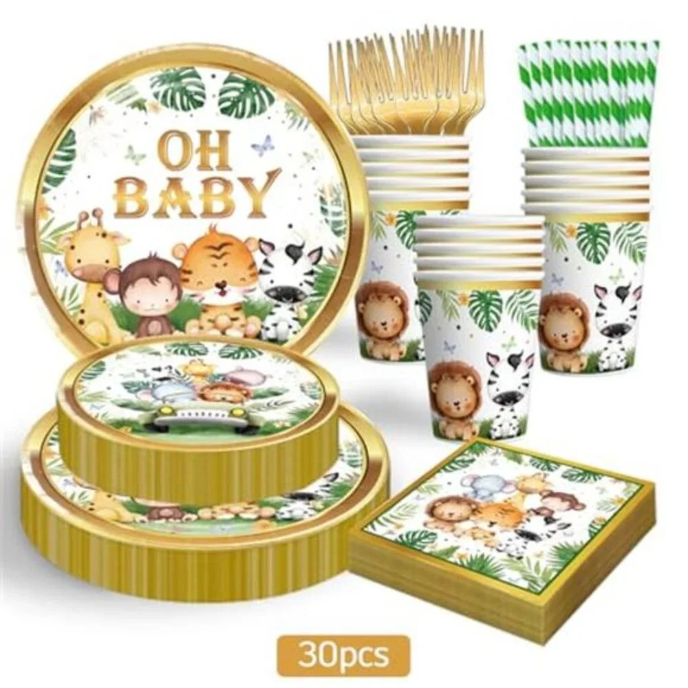 Safari Baby Shower Decorations Boy Jungle Party Supplies All in One Kit Tablewar
